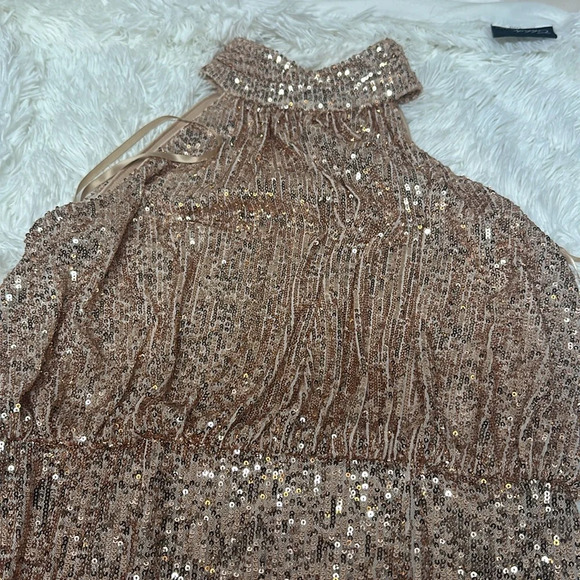 Eliza J Rose Gold Sequin Halter Dress - Picture 14 of 14